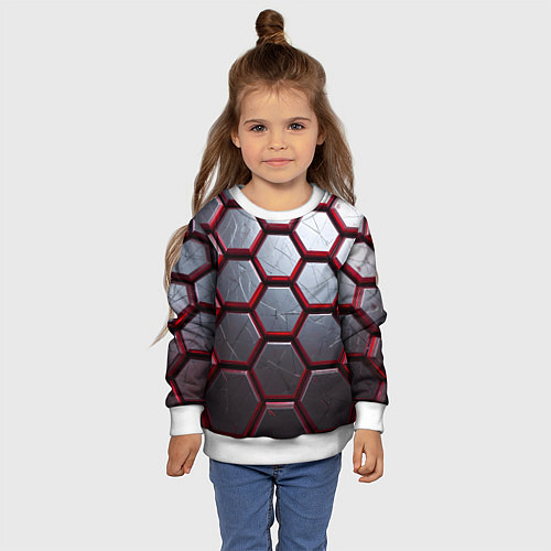 Детский свитшот Металлический бронежилет / 3D-Белый – фото 4