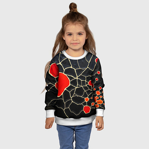 Детский свитшот Красная абстракция на черном лаке / 3D-Белый – фото 4