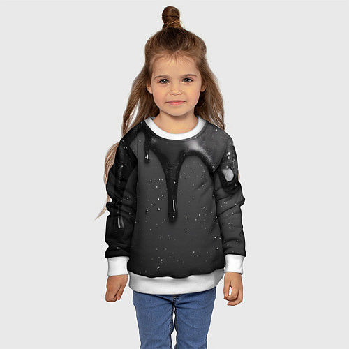 Детский свитшот Черная текстура - хром / 3D-Белый – фото 4