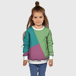 Свитшот детский Сине-зелёно-розовый тёмный трёхцветный, цвет: 3D-белый — фото 2