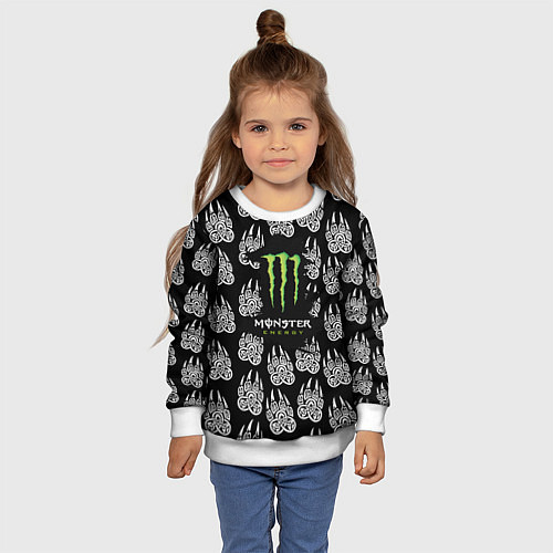 Детский свитшот Monster energy медвежьи лапы / 3D-Белый – фото 4