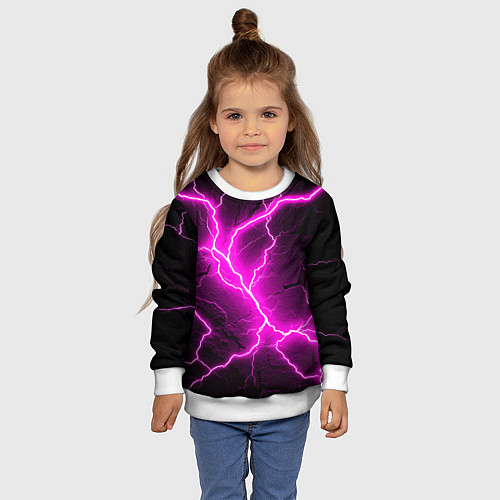 Детский свитшот The color is pink and black / 3D-Белый – фото 4