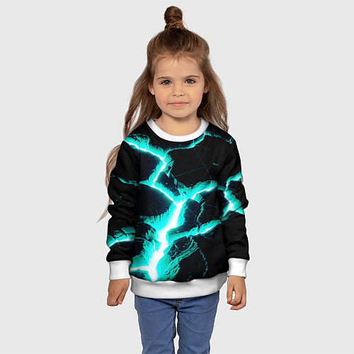 Детский свитшот Color light blue black / 3D-Белый – фото 4