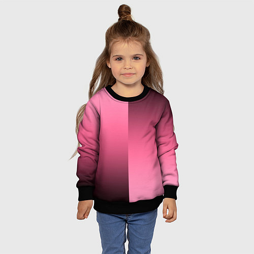 Детский свитшот Розовый с затемнением градиент пополам / 3D-Черный – фото 4