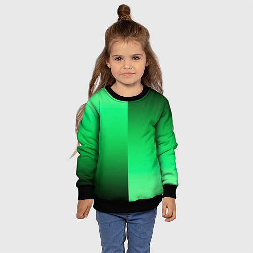 Детский свитшот Чёрно-зелёный градиент пополам / 3D-Черный – фото 4