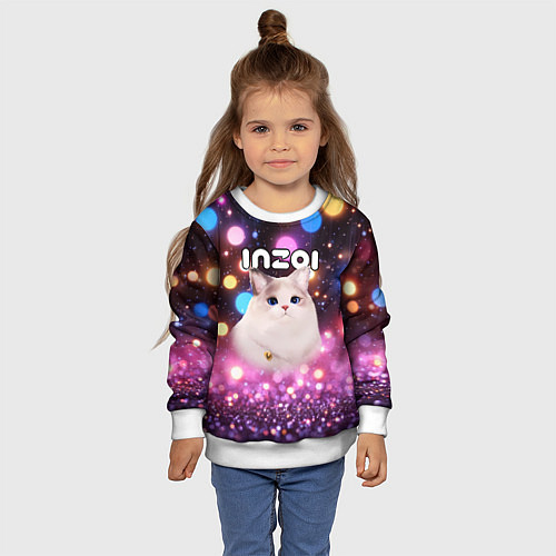 Детский свитшот Inzoi кошечка и логотип / 3D-Белый – фото 4