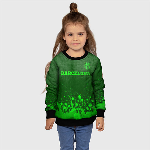Детский свитшот Barcelona - green gradient посередине / 3D-Черный – фото 4