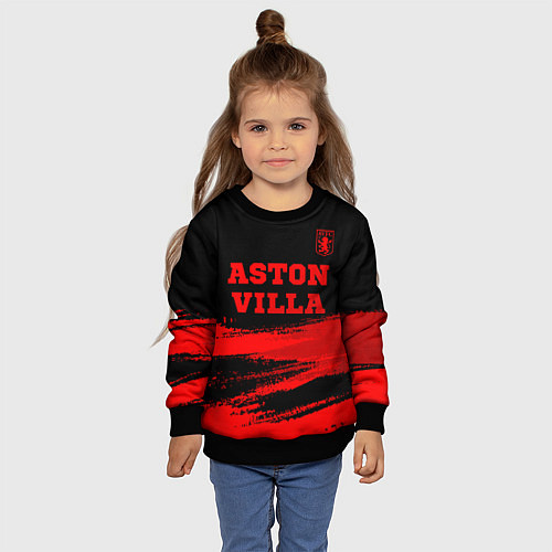 Детский свитшот Aston Villa - red gradient посередине / 3D-Черный – фото 4