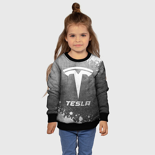 Детский свитшот Tesla - grey gradient / 3D-Черный – фото 4