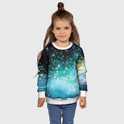 Свитшот детский Бирюзовые блестки фон, цвет: 3D-белый — фото 2