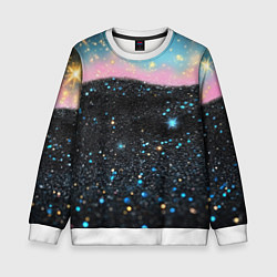 Свитшот детский Блестящая текстура на черном, цвет: 3D-белый