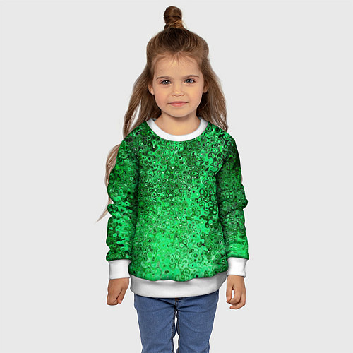 Детский свитшот Зелёный малахит абстрактная текстура / 3D-Белый – фото 4