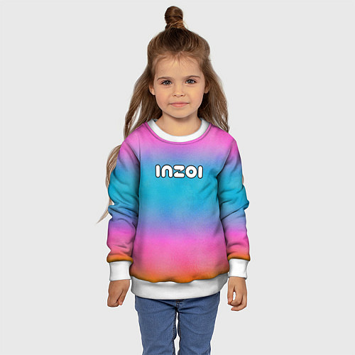 Детский свитшот Inzoi розово-голубой фон / 3D-Белый – фото 4