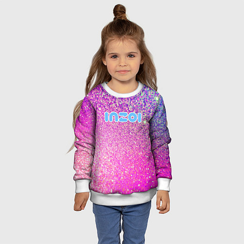Детский свитшот Inzoi лого и розовые блестки / 3D-Белый – фото 4