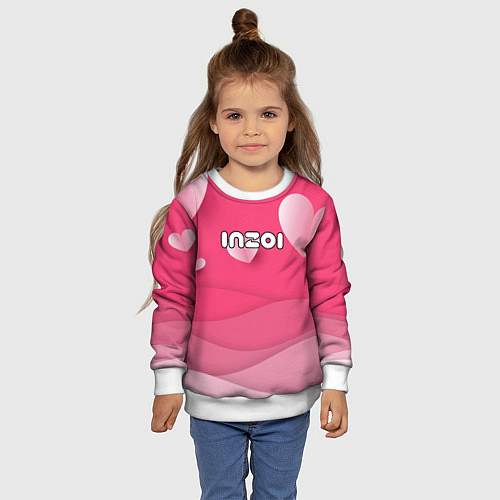 Детский свитшот Inzoi розовые сердечки / 3D-Белый – фото 4