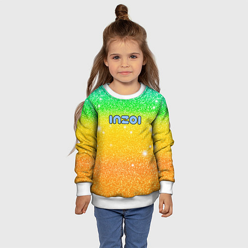 Детский свитшот Inzoi зелено-желтый фон / 3D-Белый – фото 4