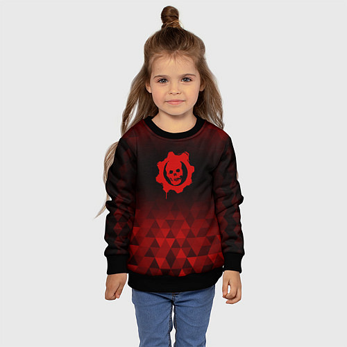 Детский свитшот Gears of War red poly / 3D-Черный – фото 4