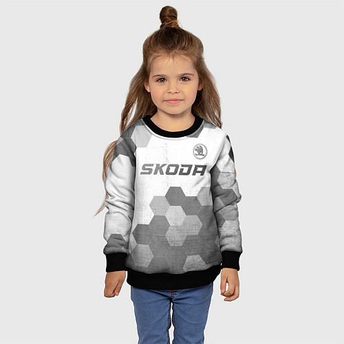 Детский свитшот Skoda - white gradient посередине / 3D-Черный – фото 4