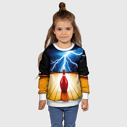 Свитшот детский Кегля для боулинга и молния, цвет: 3D-белый — фото 2