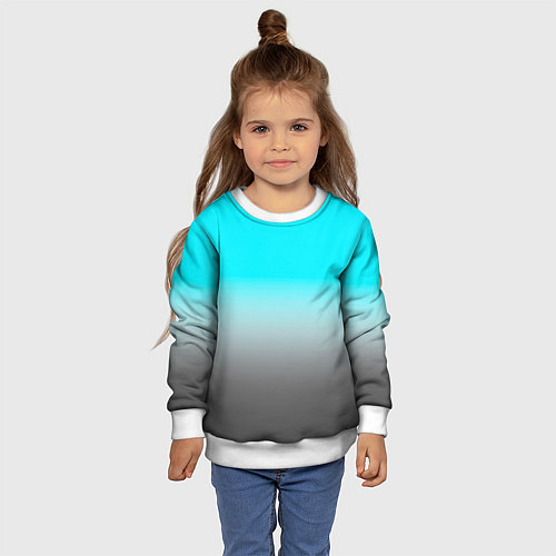 Детский свитшот Серо-голубой светлый градиент / 3D-Белый – фото 4