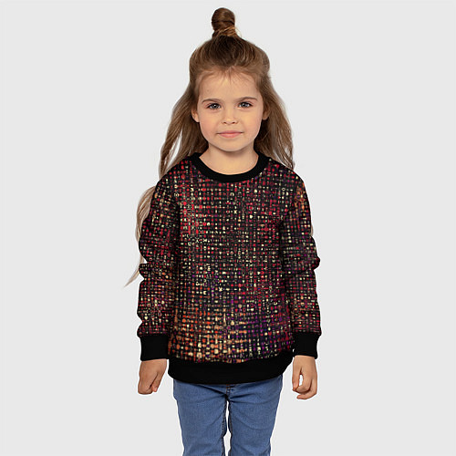 Детский свитшот Тёмный красный абстрактный мелкий паттерн / 3D-Черный – фото 4