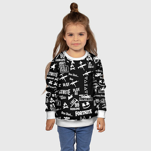 Детский свитшот Черно белые логотипы игр / 3D-Белый – фото 4