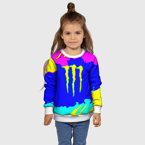 Детский свитшот Monster energy краски цветные / 3D-Белый – фото 4