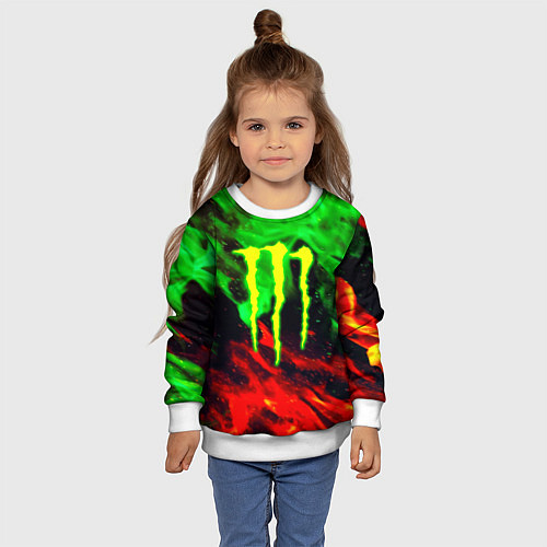 Детский свитшот Monster energy огонь лого / 3D-Белый – фото 4