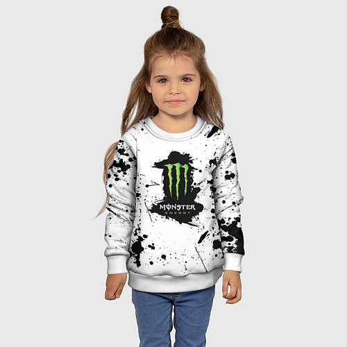 Детский свитшот Monster energy брызги красок / 3D-Белый – фото 4