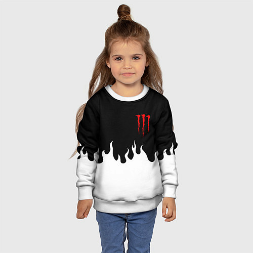Детский свитшот Monster energy red logo / 3D-Белый – фото 4