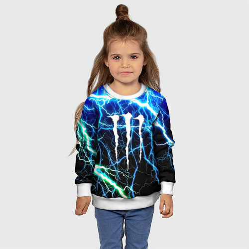 Детский свитшот Monster energy electro / 3D-Белый – фото 4
