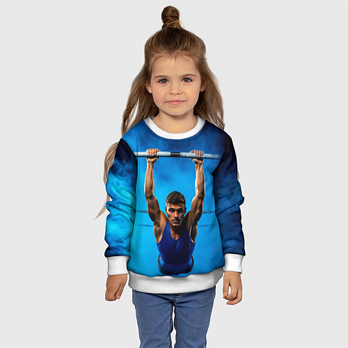 Детский свитшот Турникмен синий дым / 3D-Белый – фото 4