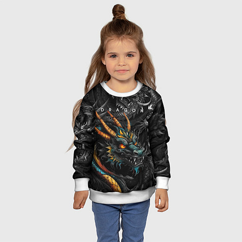 Детский свитшот Японский дракон татуировка / 3D-Белый – фото 4