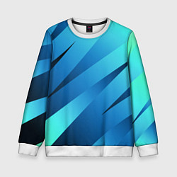 Свитшот детский Сине-голубой абстрактные полосы, цвет: 3D-белый