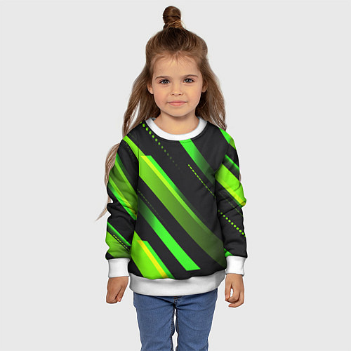 Детский свитшот Color black green / 3D-Белый – фото 4