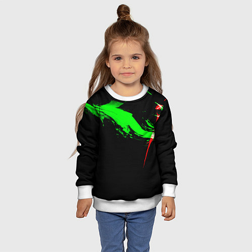 Детский свитшот Color black green red / 3D-Белый – фото 4