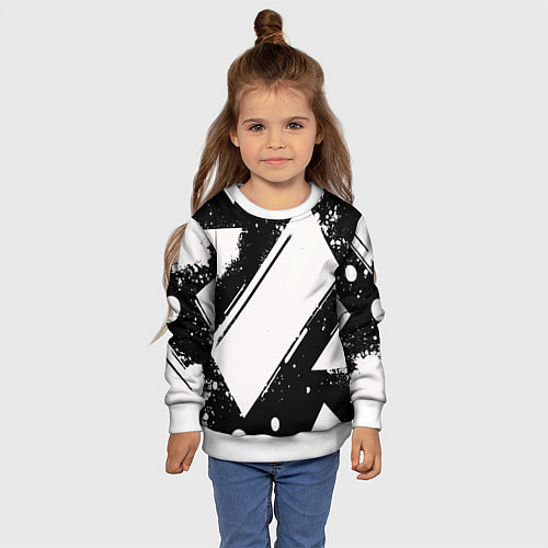 Детский свитшот Color black white / 3D-Белый – фото 4