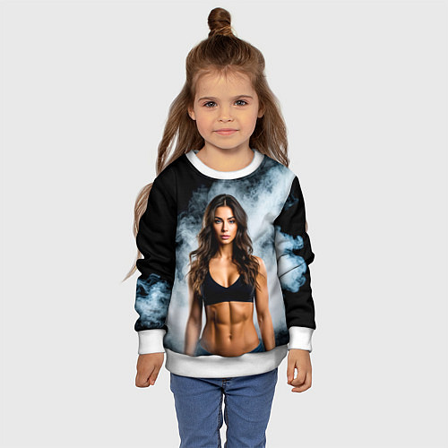 Детский свитшот Фитоняшка в дыму / 3D-Белый – фото 4