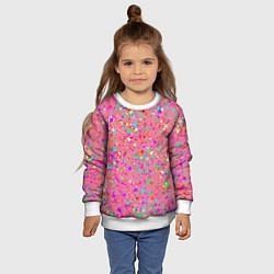 Свитшот детский Розовый с разноцветными брызгами, цвет: 3D-белый — фото 2