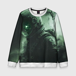 Свитшот детский Зеленый скелет космонавта, цвет: 3D-белый