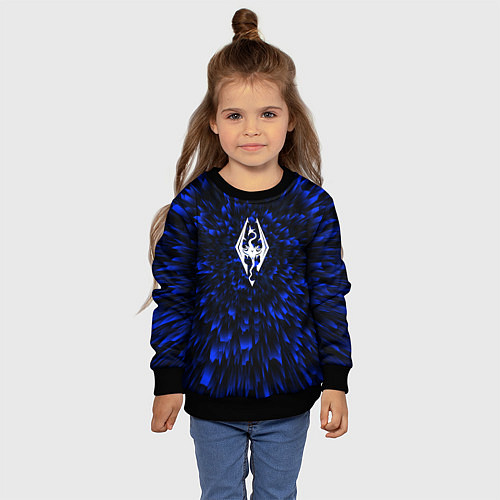 Детский свитшот Skyrim blue energy / 3D-Черный – фото 4