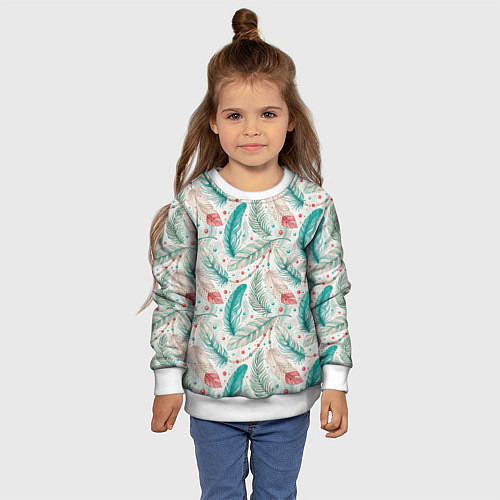 Детский свитшот Бохо паттерн в мятных тонах / 3D-Белый – фото 4