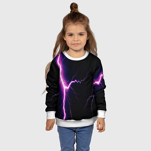 Детский свитшот Lightning purple / 3D-Белый – фото 4