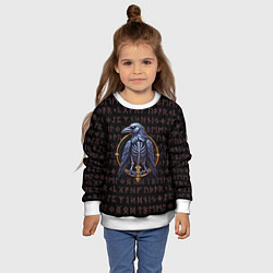 Свитшот детский Ворон и руны, цвет: 3D-белый — фото 2