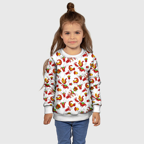 Детский свитшот Русский народный орнамент в стиле росписей Северно / 3D-Белый – фото 4