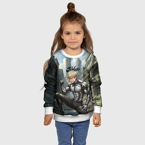 Детский свитшот Генос в городе / 3D-Белый – фото 4