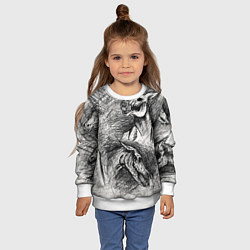 Свитшот детский Черепа лошадей, цвет: 3D-белый — фото 2