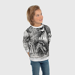 Свитшот детский Черепа лошадей, цвет: 3D-белый — фото 2
