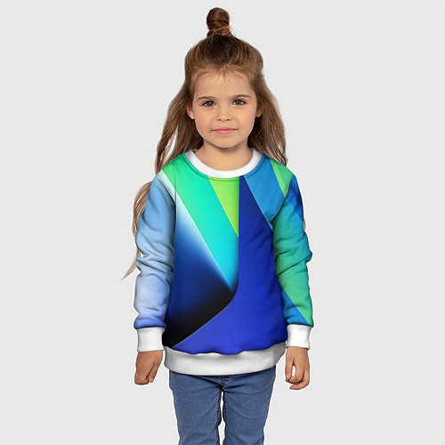 Детский свитшот Color blue green / 3D-Белый – фото 4