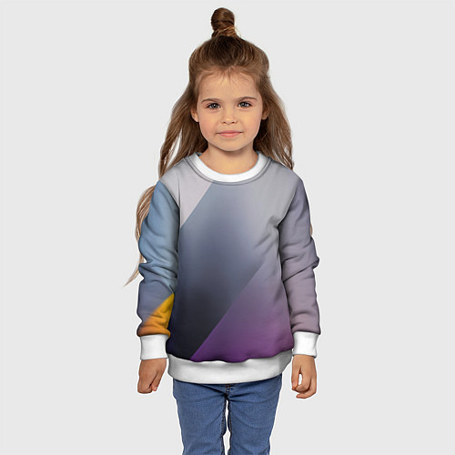 Детский свитшот Color grey with stripes / 3D-Белый – фото 4